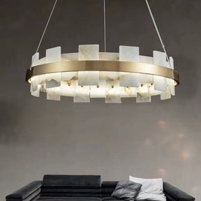 Merlin Anita Modern Round Alabaster Chandelier For Living Room