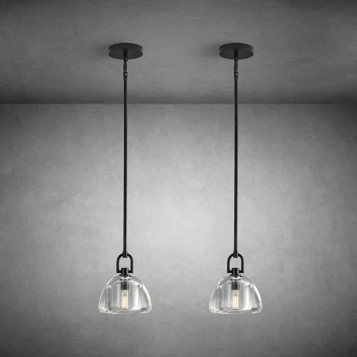 7" Glass Modern Black Pendant Lights(2PCS)