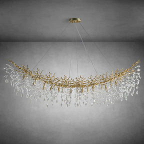 Artistic Crystal Branch Chandelier - Modern Silver Rectangular Island Light