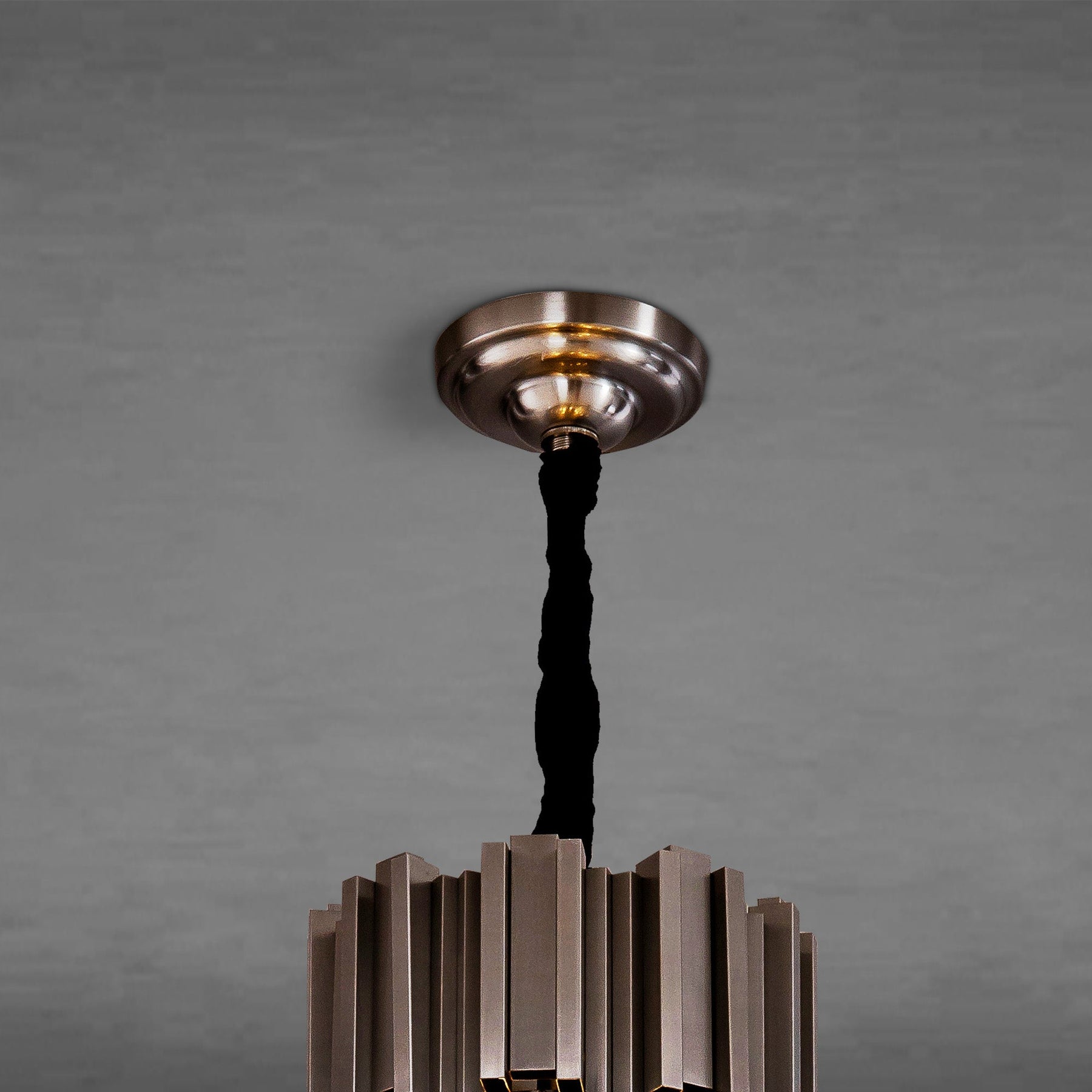 Inverted triangle crystal round pendant light