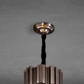 Inverted triangle crystal round pendant light