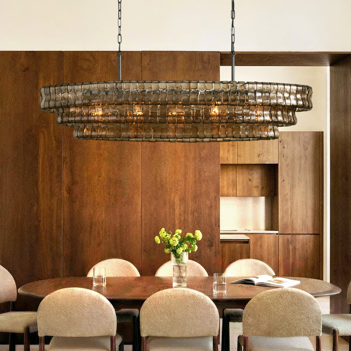 Ghiaccio Oval Chandelier 54"W/65"W