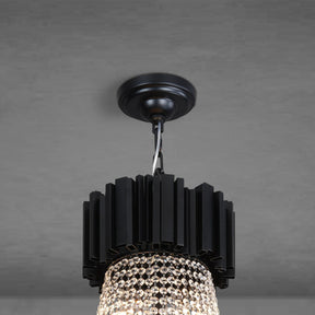 Inverted triangle crystal round pendant light