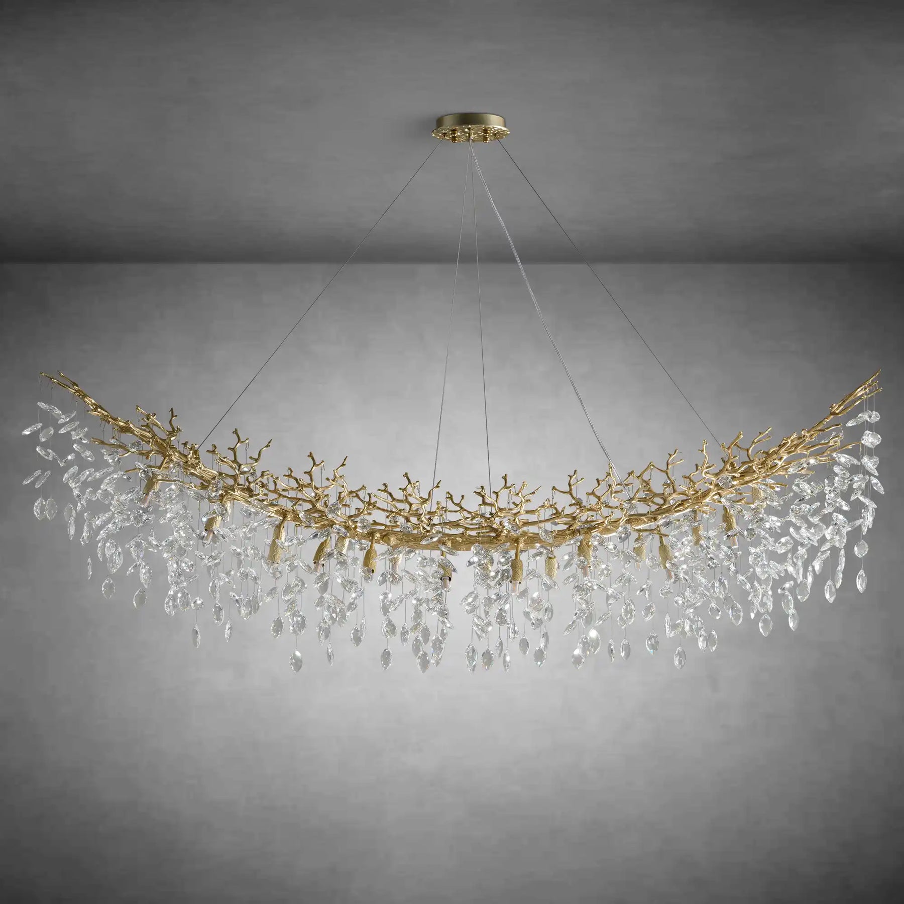 Artistic Crystal Branch Chandelier - Modern Silver Rectangular Island Light