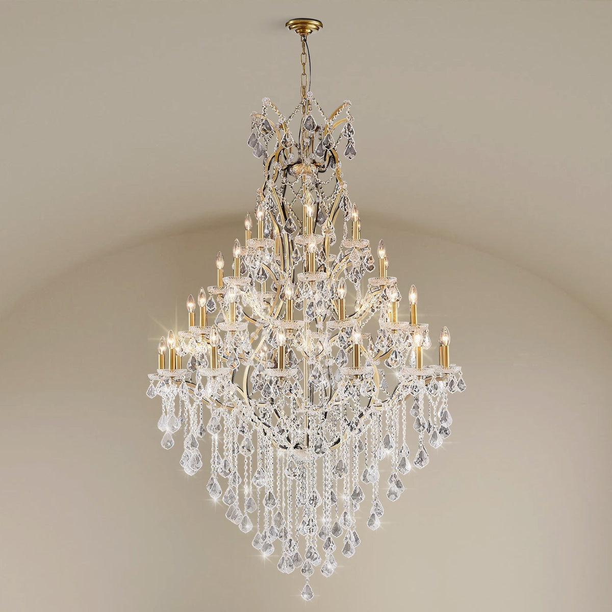 49.2" 44-Light Maria Theresa Crystal Chandelier - Gold