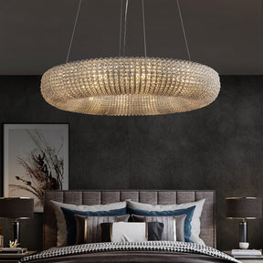 Nicolle Modern Luxury Amber Crystal Clear Round Chandeliers for Bedroom