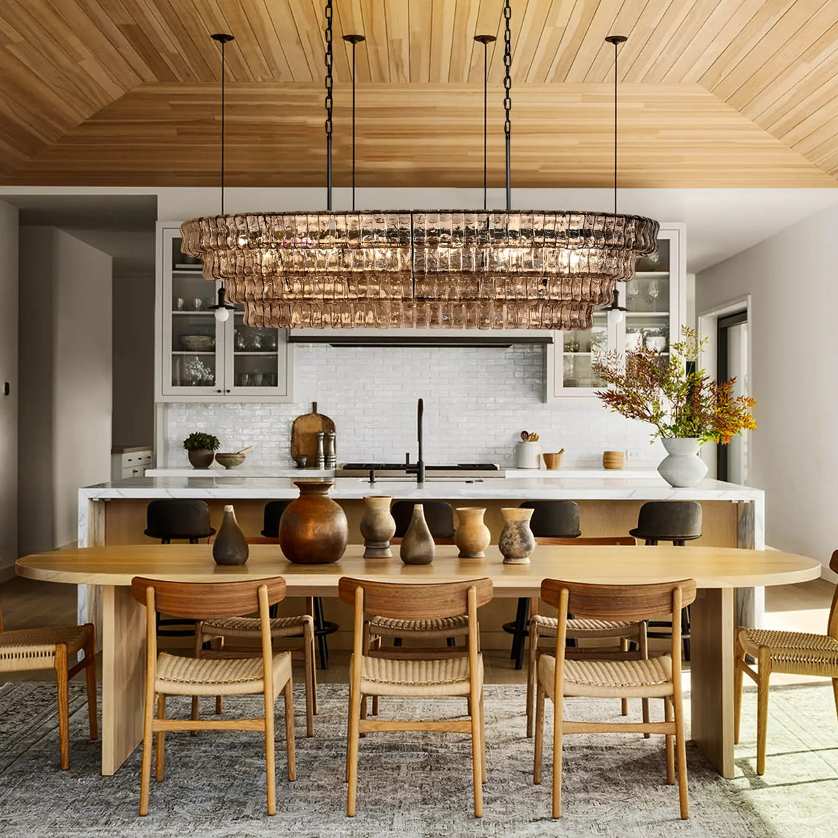 Ghiaccio Glass Oval Chandelier 54''65''