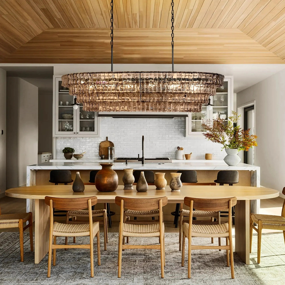 Ghiaccio Glass Oval Chandelier 54''65''