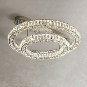 2/ 3 Rings Flush Mount Living Room Chandelier Crystal Bedroom Ceiling Light Fixture 