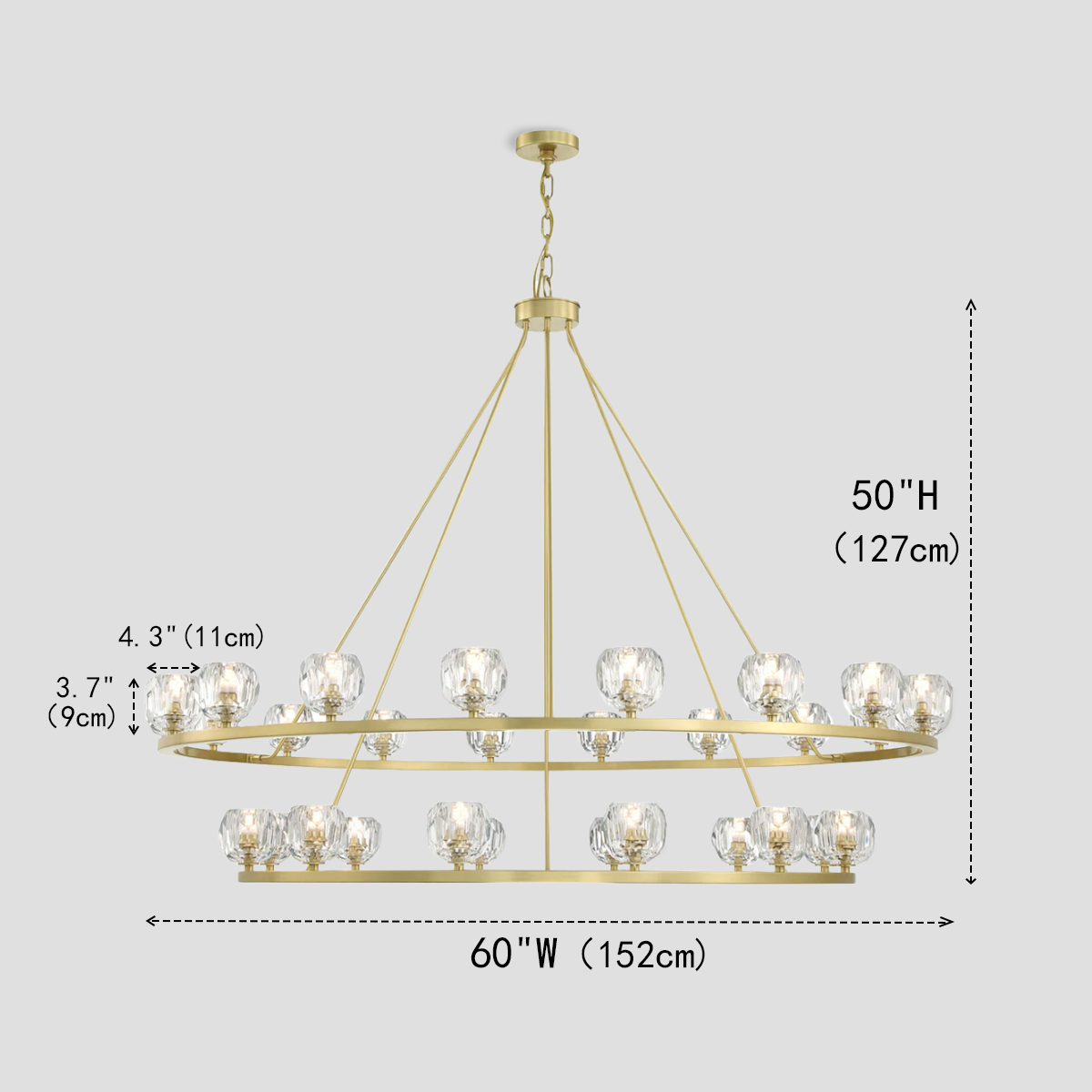 Seraphim Tiered Crystal/Stone Chandelier 59"