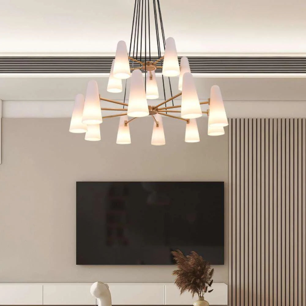 2-Tier White Porcelain Round Chandelier