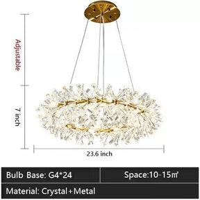 2 Wheel Frozen Ice Crystal Chandelier Light For Living Room Dining Hall