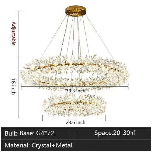 2 Wheel Frozen Ice Crystal Chandelier Light For Living Room Dining Hall