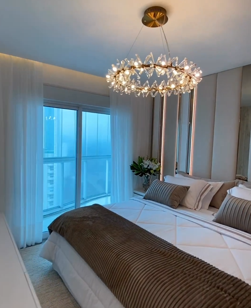 2 Wheel Frozen Ice Crystal Chandelier Light For Living Room Dining Hall