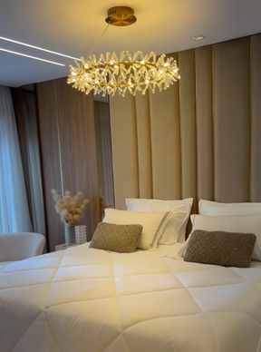 2 Wheel Frozen Ice Crystal Chandelier Light For Living Room Dining Hall