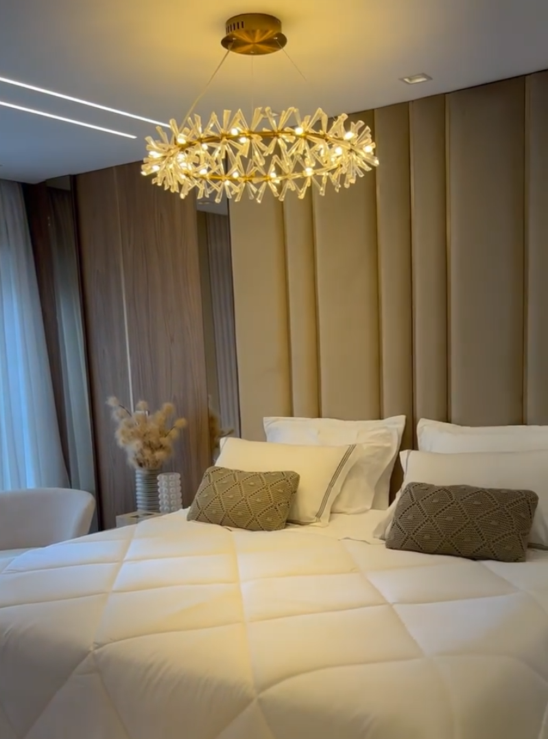 2 Wheel Frozen Ice Crystal Chandelier Light For Living Room Dining Hall