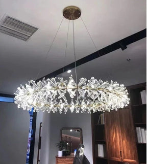 2 Wheel Frozen Ice Crystal Chandelier Light For Living Room Dining Hall