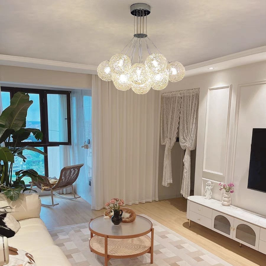 Affordable Nordic Art Water Pattern Glass Bubble Pendant Chandelier for Living/Dining Room/Bedroom