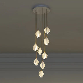 Nordic Magnolia Flower Ceramics Chandelier with Round Canopy