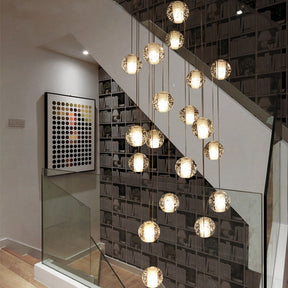 chandelier,chandeliers,long stairs,round,ball,clear glass,large,extra large,huge,big,oversize,spiral stairs,gold