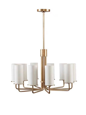 Modern Style Minimalism White Shades Chandelier/Wall Light in Brass
