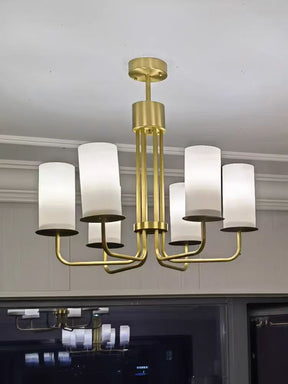 Modern Style Minimalism White Shades Chandelier/Wall Light in Brass