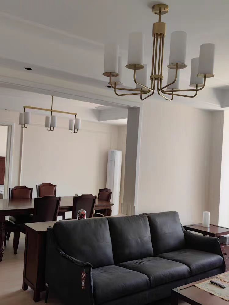 Modern Style Minimalism White Shades Chandelier/Wall Light in Brass