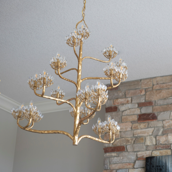 Luxury Branch Flower Chandelier in Gold for Living Room Staircase and Bedroom Lighting - Yovalighting