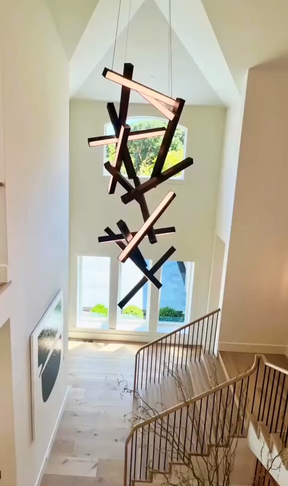 Modern Vertical Geometric Aluminum Chandelier for Staircase/Foyer/High-ceiling