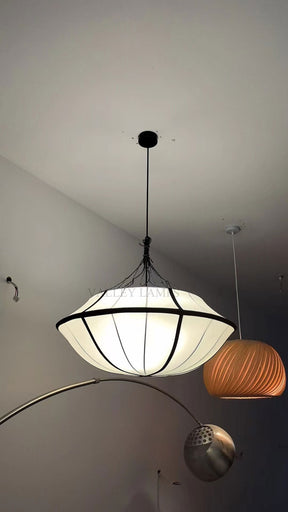 Vintage French Style Cream White Silk Umbrella Chandelier