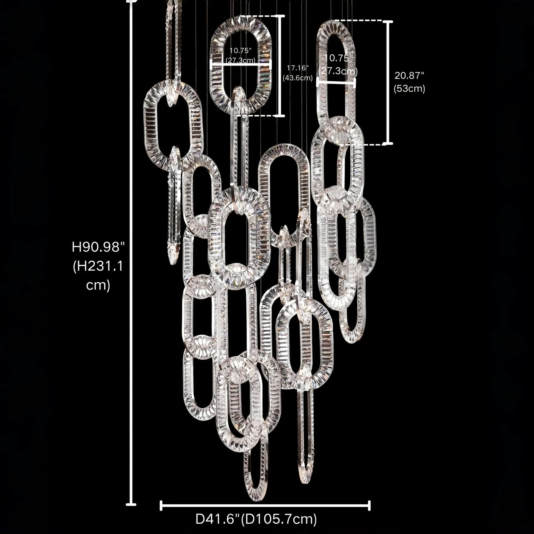 Modern Luxury Crystal Chain Cluster Chandelier for High Ceiling/Dining Room
