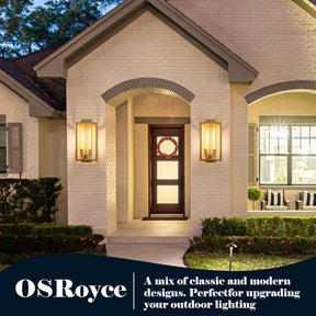 21" Gold Outdoor Wall Sconce with Glass Shade, Waterproof