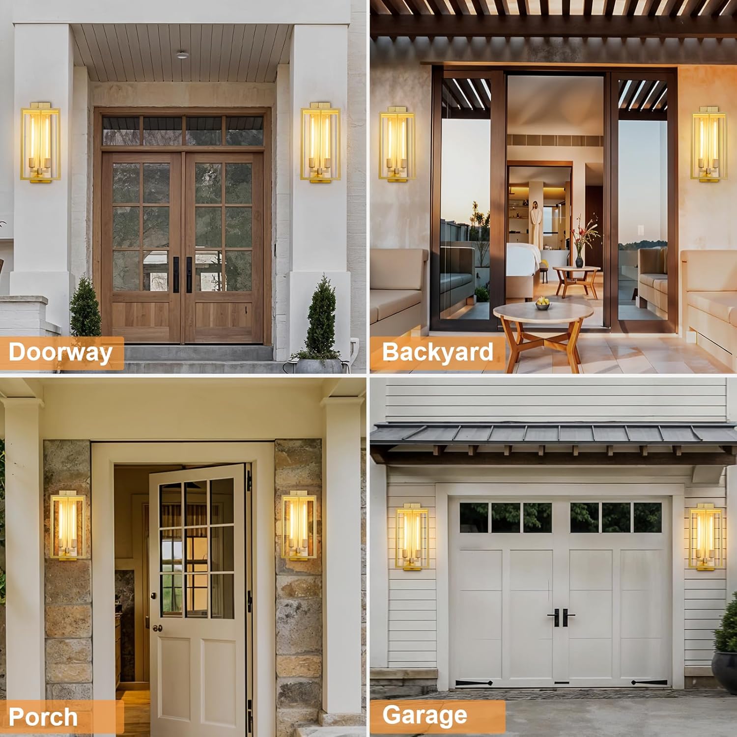 21" Gold Outdoor Wall Sconce with Glass Shade, Waterproof