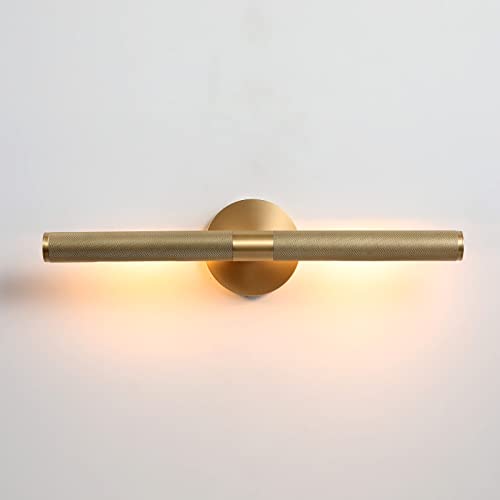 Brass Knurled Texture Picture Light, 18.9''Bathroom Wall Sconces, Rotatable 360° Pure Copper Sconces Wall Lighting, Indoor Wall Sconce Perfect for Living Room, Bedroom