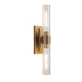 Modern Brass Wall Sconces Fixture, Bathroom Light with Mirror Coating and Clear Glass Shade, Indoor Vanity Light for Mirror, Living Room, Bedroom, Hallway, Fireplace, Staircase