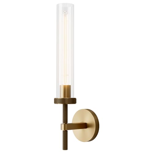 Gold sconces Wall Lighting, 19" Knurling Bathroom Vanity Light Fixtures, Brass Wall Lamp Modern Wall Lights for Mirror Living Room Hallway Staircase