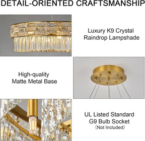 23" Gold Crystal 8-Light Round Chandelier for Elegant Interiors
