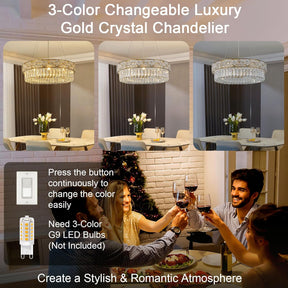 23" Gold Crystal 8-Light Round Chandelier for Elegant Interiors