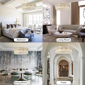 23" Gold Crystal 8-Light Round Chandelier for Elegant Interiors