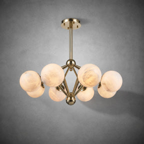 Brass 8-orb Alabaster Pendant Light