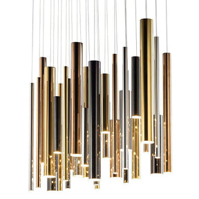 Brillia Round Two-Tone Tubular Pendant Light Chandelier - Merlin Lamps