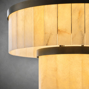 24" 2-Tier Alabaster Round Chandelier - Black