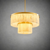 24" 2-Tier Alabaster Round Chandelier - Gold