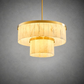 24" 2-Tier Alabaster Round Chandelier - Gold