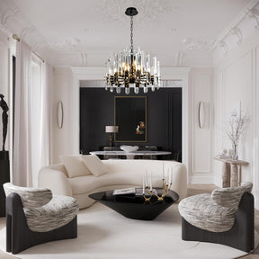 24" Black Modern Crystal Chandelier with Adjustable Height