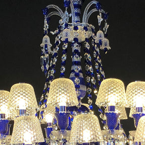 24 Lights Bacara Chandelier Blue & Clear Baccarat Crystal Lighting