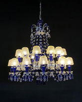 24 Lights Bacara Chandelier Blue & Clear Baccarat Crystal Lighting