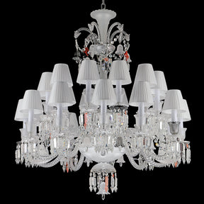 24 Lights Bacara Crystal Chandelier with Lampshades