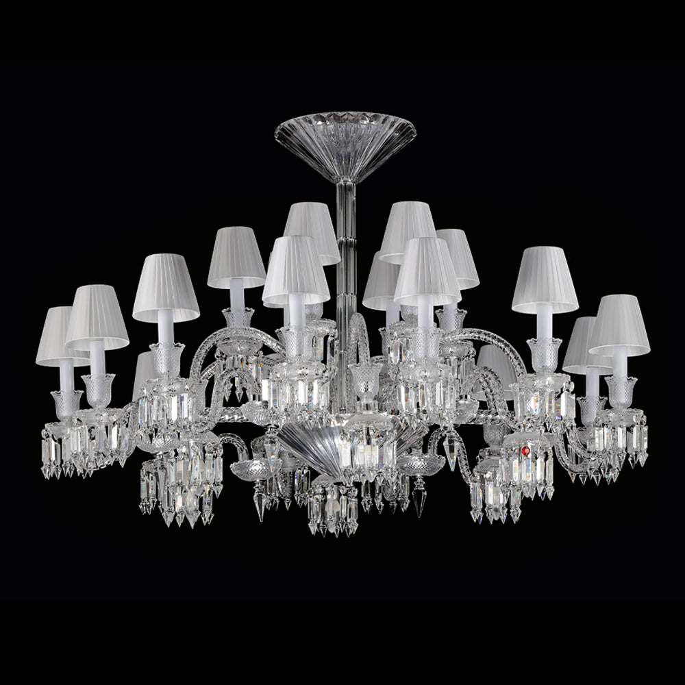 24 Lights Bacara Crystal Chandelier with Lampshades