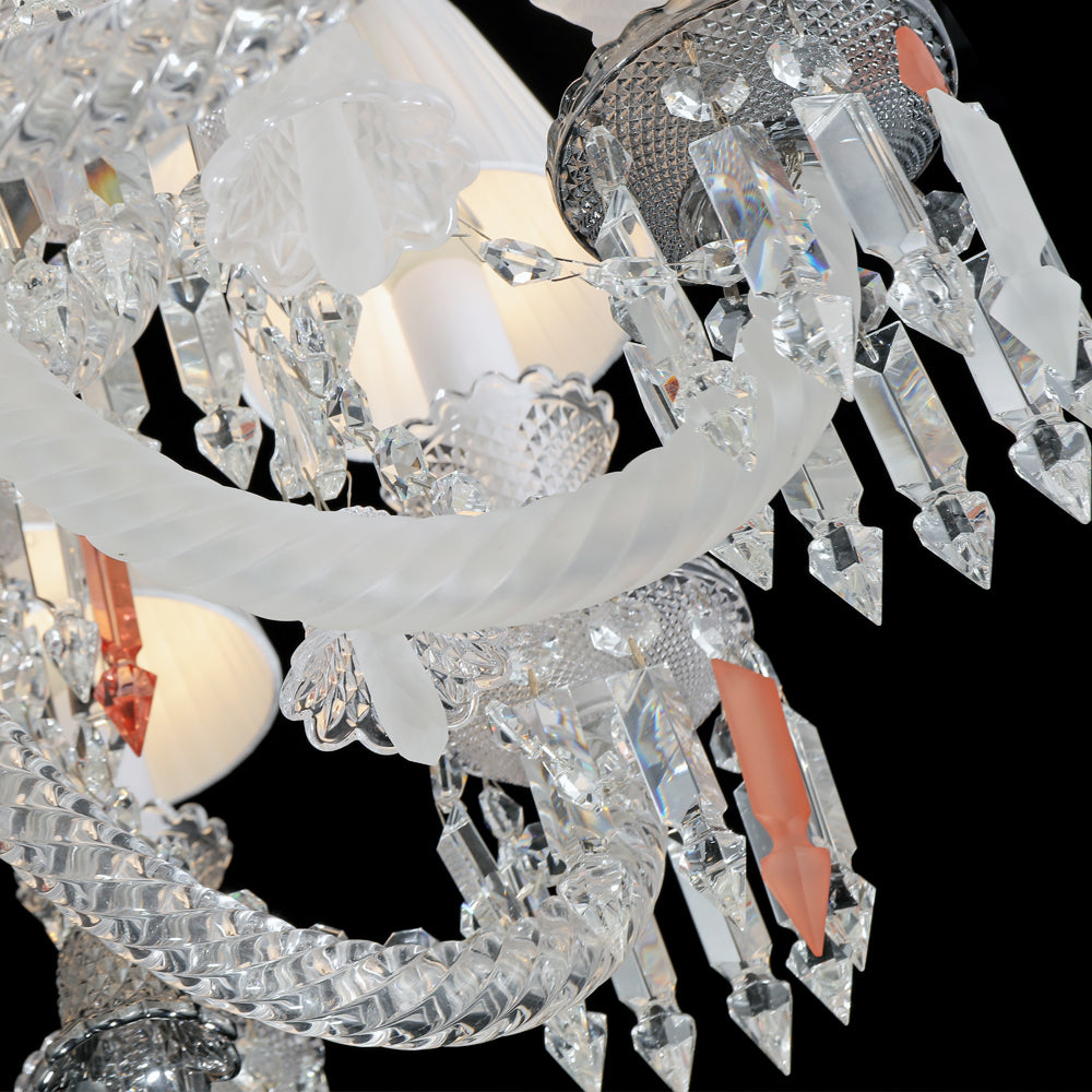 24 Lights Bacara Crystal Chandelier with Lampshades